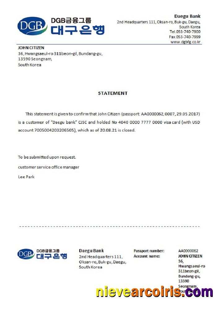 South Korea DGB Bank closure reference